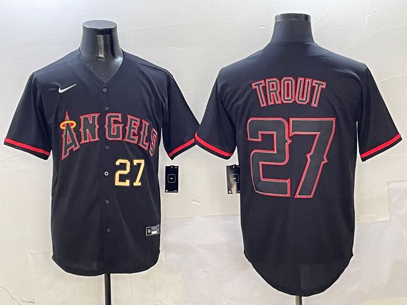 Men Los Angeles Angels #27 Trout Black Game 2025 Nike MLB Jersey style 3->los angeles angels->MLB Jersey